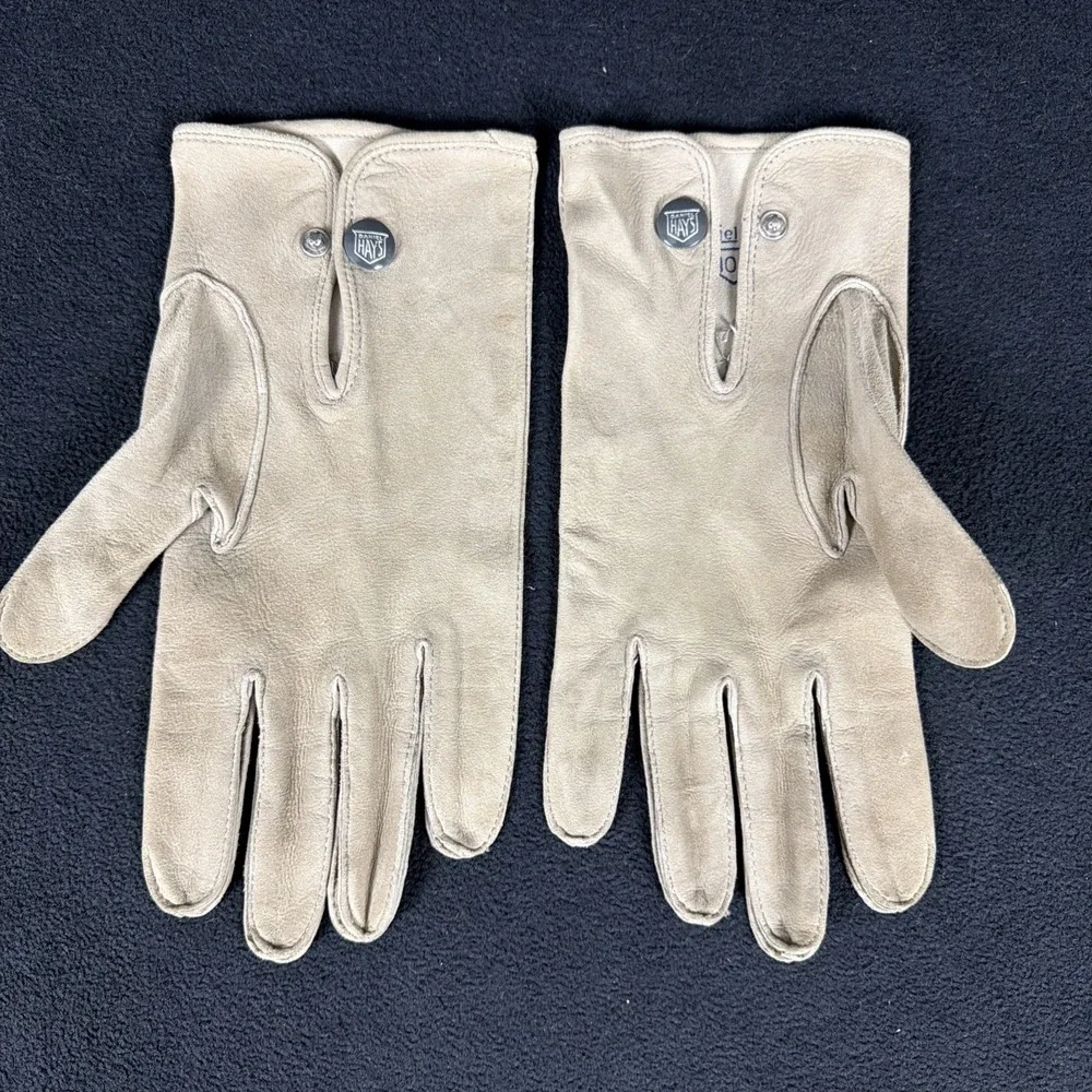 VTG Daniel Hays Leather Button Snap Silhouette Unlined Driving Gloves 10.5 L/XL